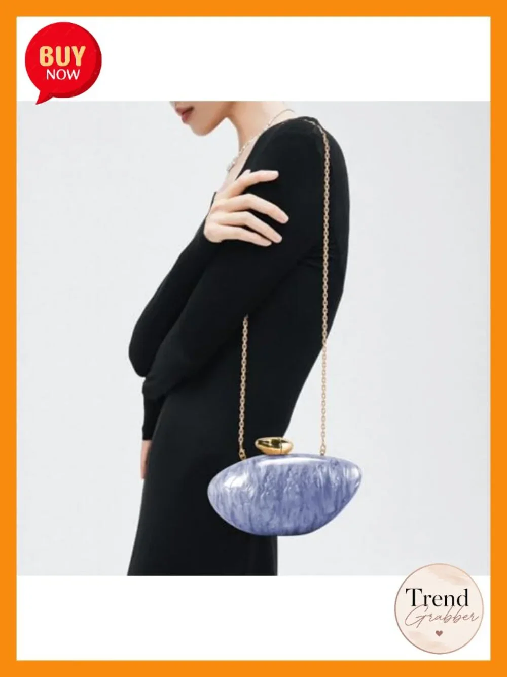 Acrylic Shell Clutch Purse Marble Evening Bag Magnetic Closure Wedding Party